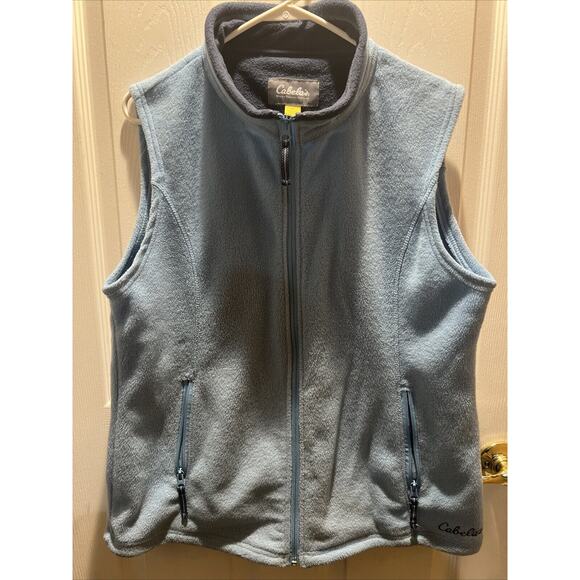 Cabelas Vest Womens L Blue Sleeveless Fleece Zip Outdoors Ladies Hiking - Picture 1 of 6